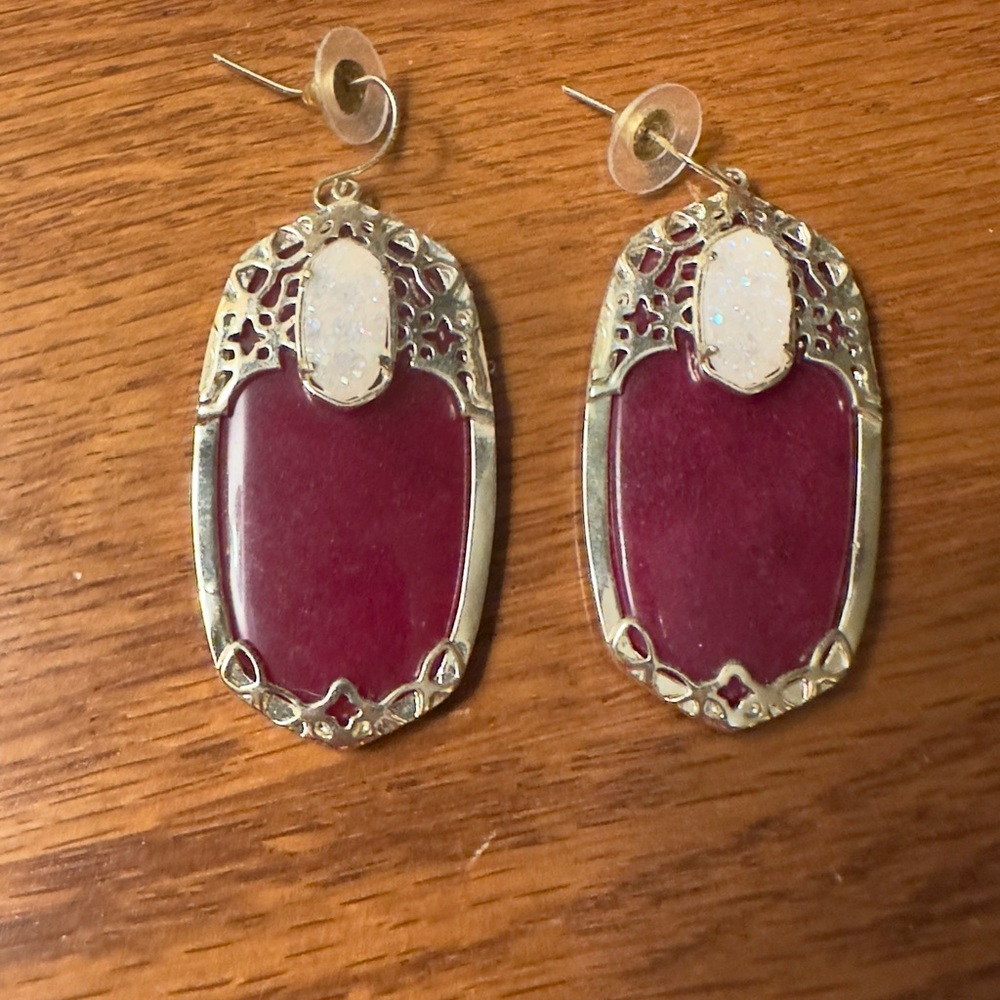 KS Maroon with Drusy Earrings